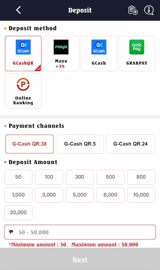 Step 1: Access Deposit & select GCashQR. 