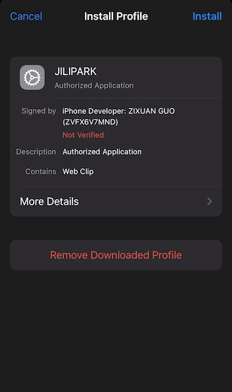 Step 4: Open the profile & click “Install”.