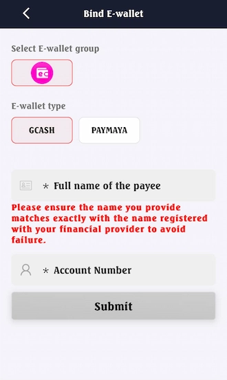 Step 3: Enter the full name of the payee & account number.