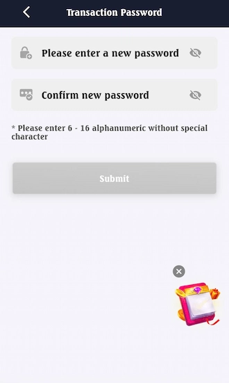 Step 2: enter your password, then re-enter it to confirm.